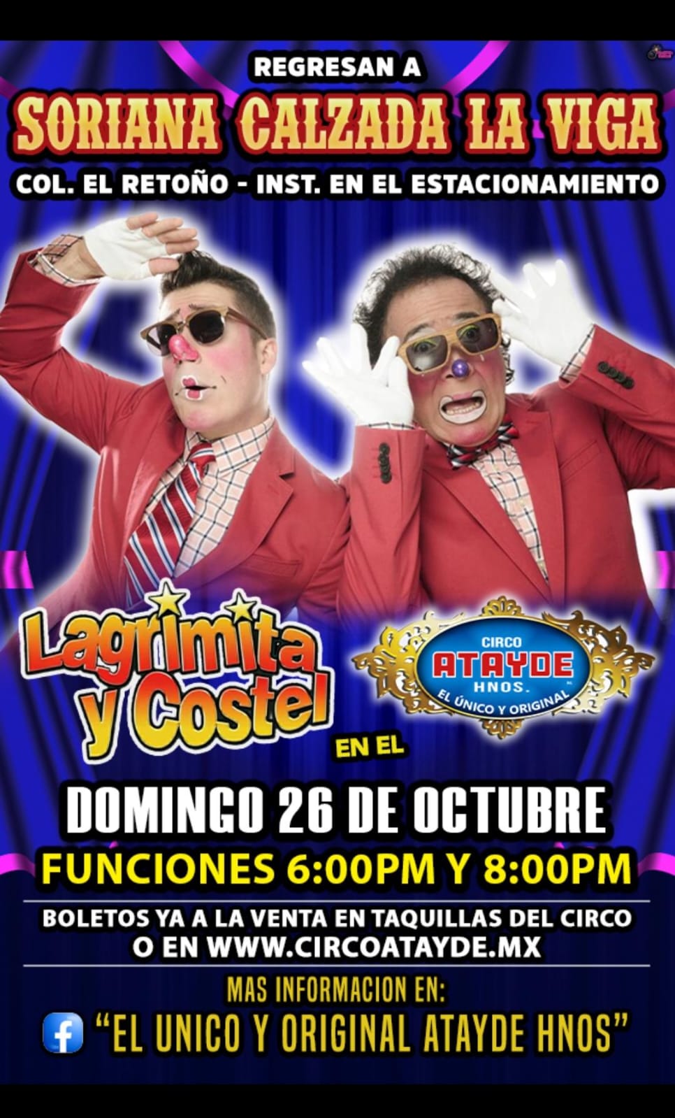 Lagrimita y Costel en Circo Atayde Soriana La Viga – 26 oct 2025